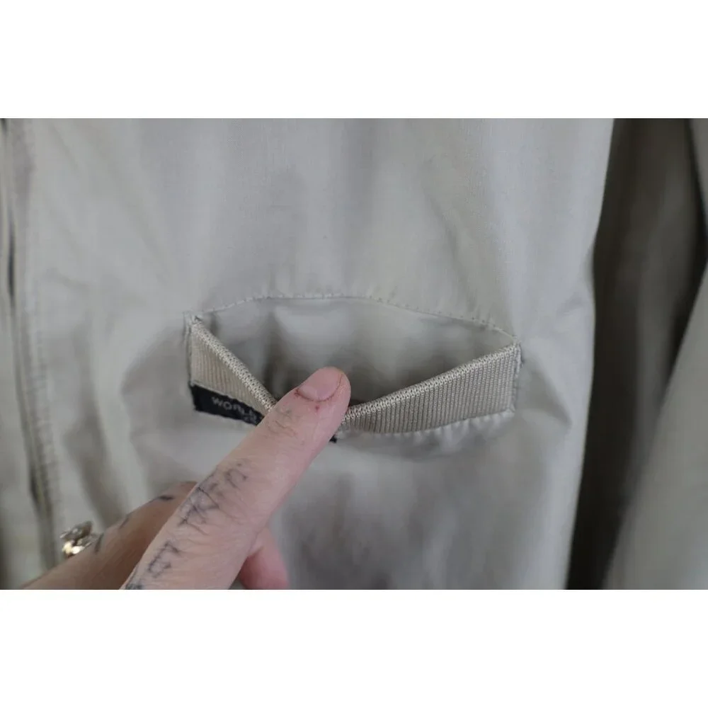 Vintage 80s 90s Streetwear Mens Large Full Zip Cafe Racer Bomber Jacket Beige - Picture 5 of 16